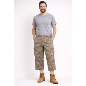 Vintage Skater Grunge Camo Camouflage Cargo Pants Short Relaxed Fit Utility